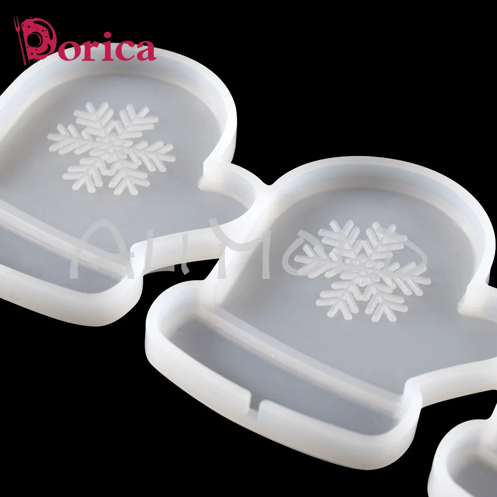 Dorica Christmas Gloves/Snowflakes Lollipop Epoxy Mold Christmas Chocolate Cake Silicone Mould Cake Decorating Tools Bakeware