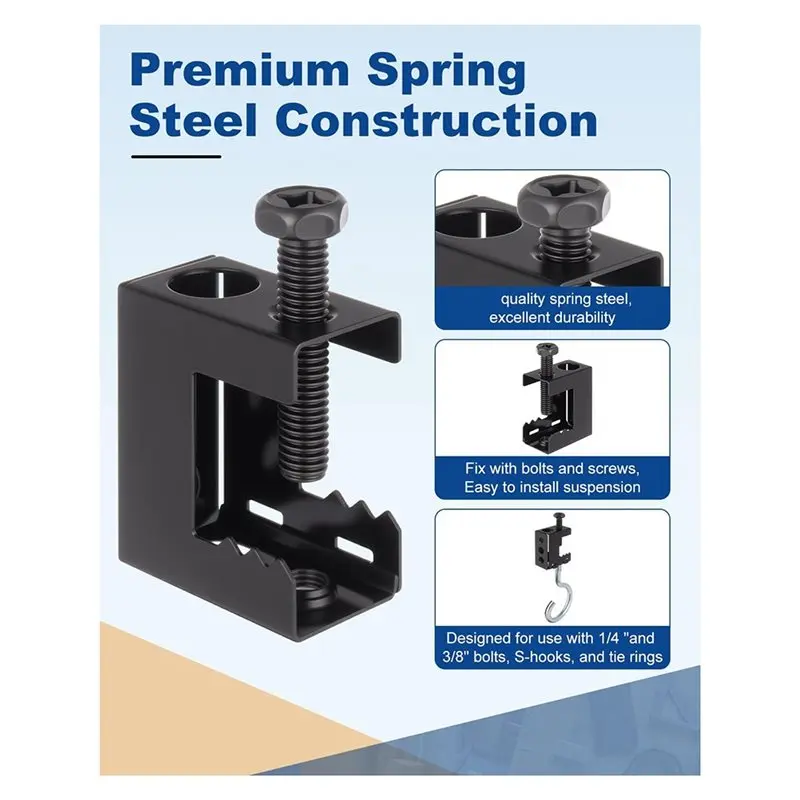 ALIM- مجموعة مشابك فولاذية 1/4 بوصة - 20 مشبك فولاذي زنبركي، 25 قطعة تصميم صغير C #5