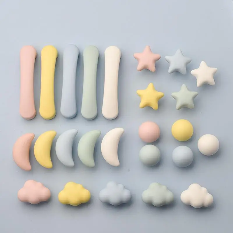 Ceramic Cabinet Pull Handle Cute Star Moon Cloud Shape Colorful Drawer Knob For Wardrobe Cupboard Furniture Decoration