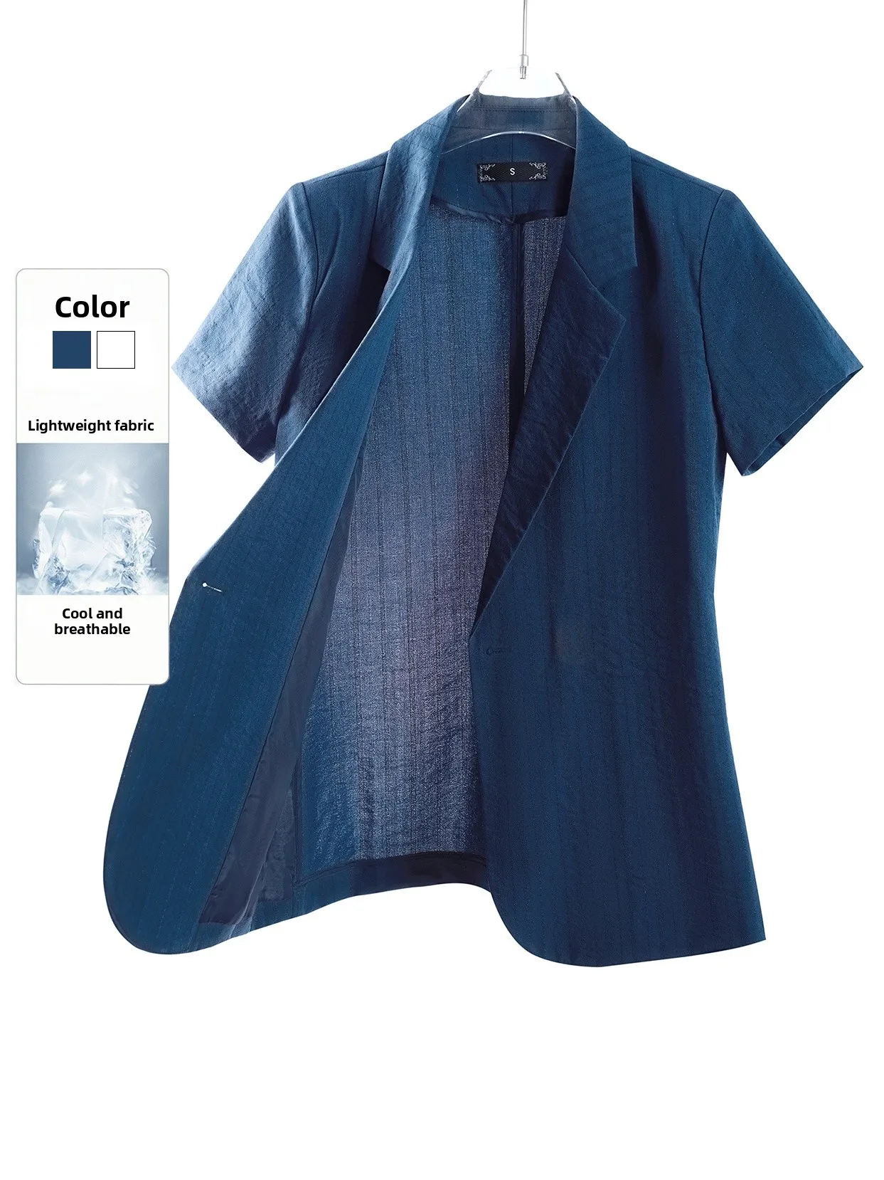 

Casual Lightweight Short Sleeve Suit Jacket for Women 2026 Trendy Commute Style Thin Fabric Office Top Elegant Feeling