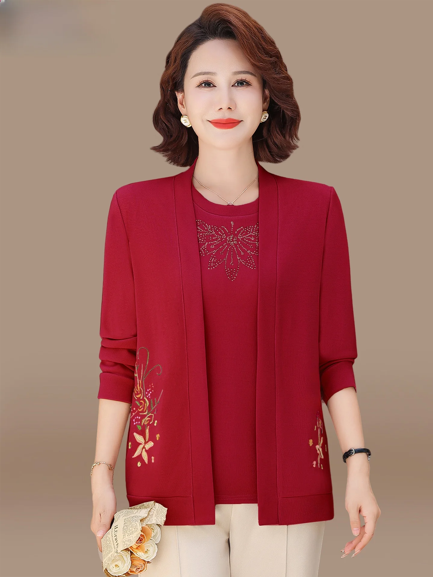 

Ele Knitted Two-Piece Set for Mom Wedding Banquet Clothes 2025 New Sle Autumn Faion for Middle-Aged And ly Women