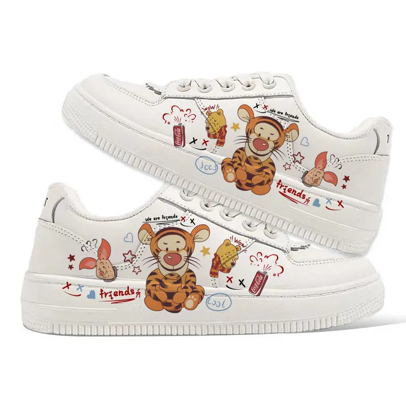 Winnie The Pooh Tigger Shoes Cartoon Cute Shoes Summer Youth New Flat Shoes Low-top White Shoes Breathable All-match