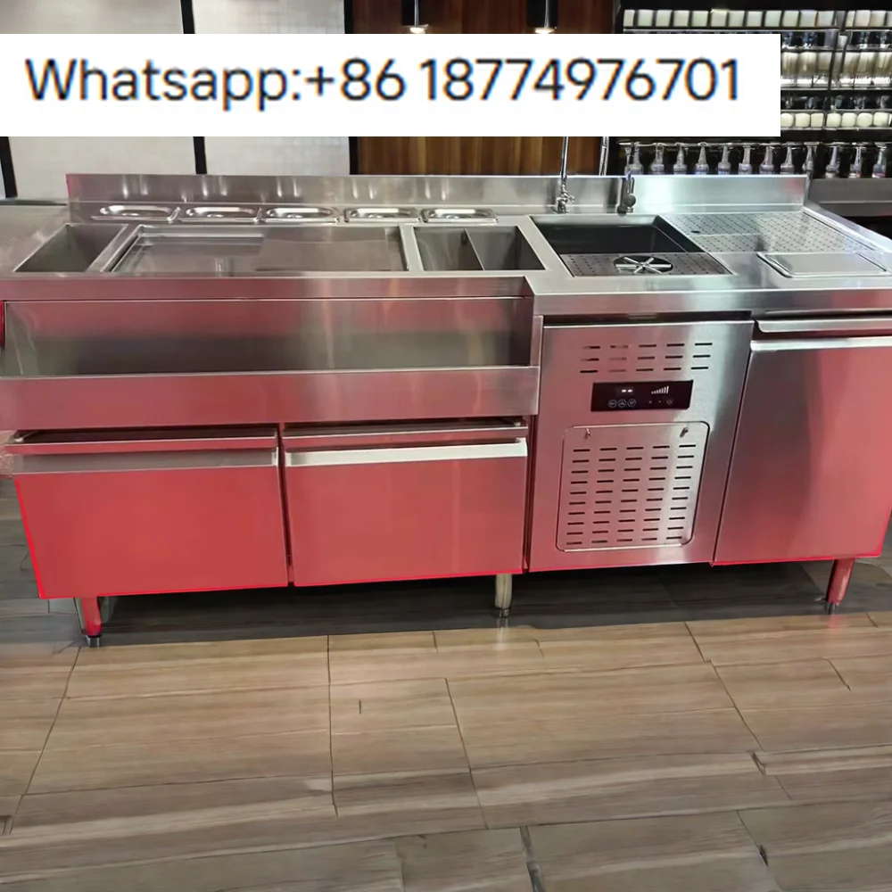 

Factory Custom Hot Sale Bartender Working Table 1.5m/1.8m/2m Stainless Steel Smooth Quality Functional bar Working Table