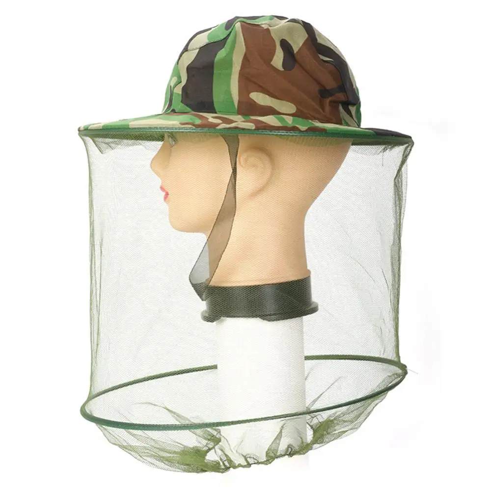 Beekeeping Camouflage Safe Travel Camping Mesh Cap Insect Mosquito Net Cap Face Protector Elasticated Neck Fishing Hunting Hat