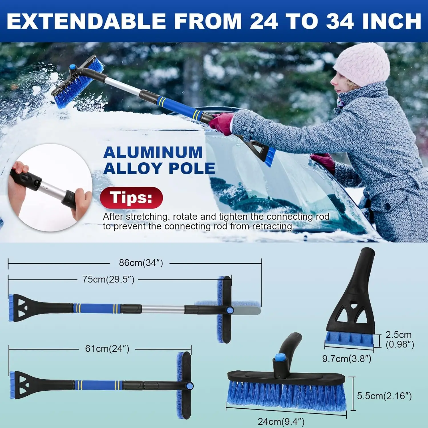 Car Snow Shovel with Ice Scraper, Winter Driving Essential, Ideal Car Owner Accessory, Efficient Snow Removal Tool - view 4