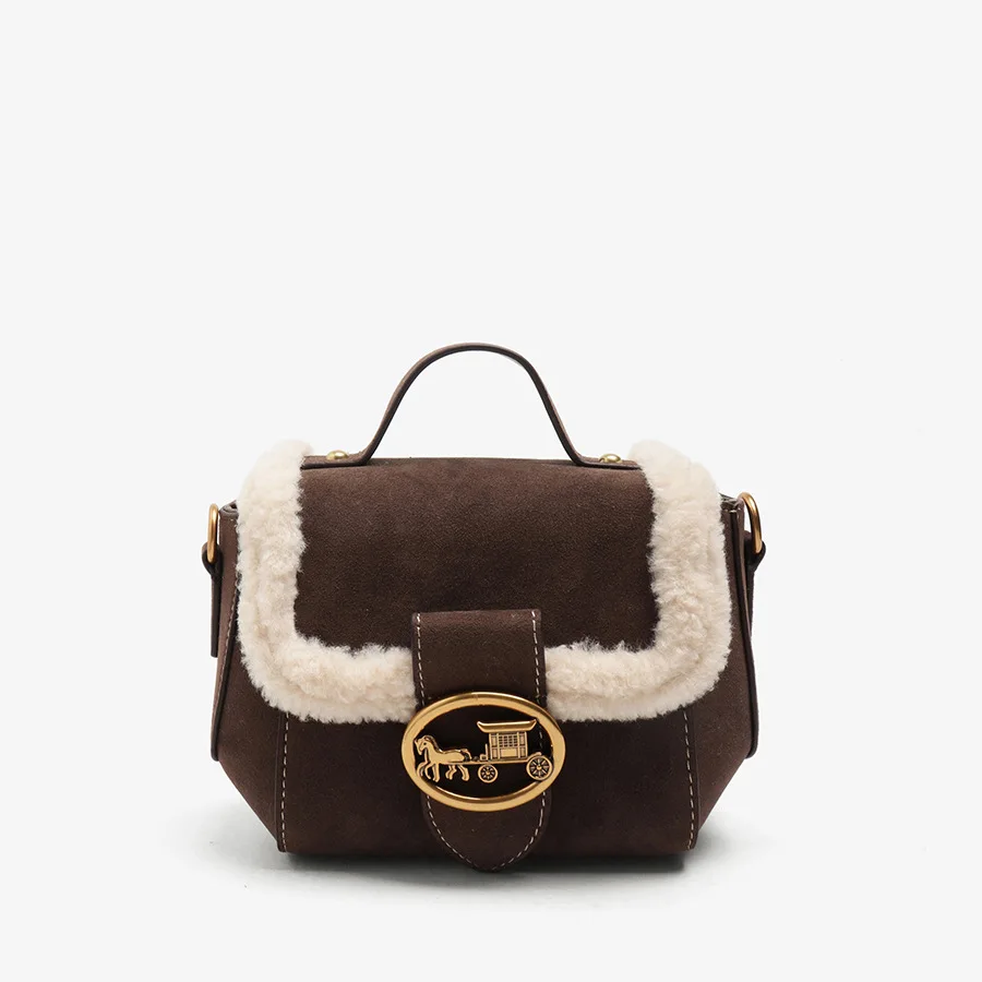 

2024 Autumn and Winter New Leather and Fur Bag Lamb Wool Autumn and Winter Handbag Female Crossbody