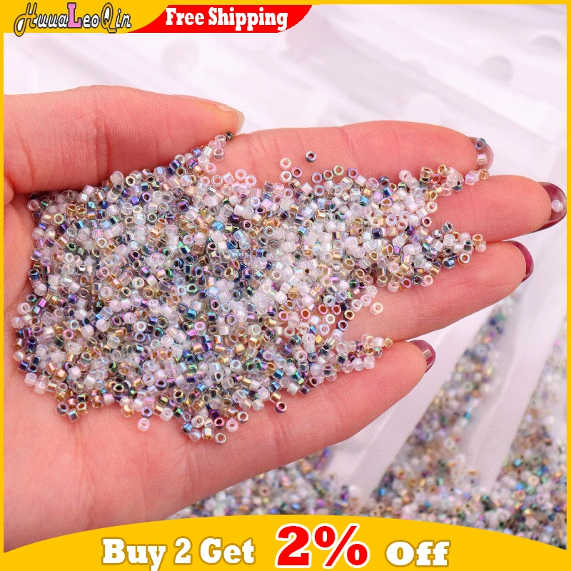 365pcs 2mm Tubular Transparent Inside Dyed Glass Beads 10/0 Loose Seed Beads for Needlework Jewelry Making DIY Garment Sewing