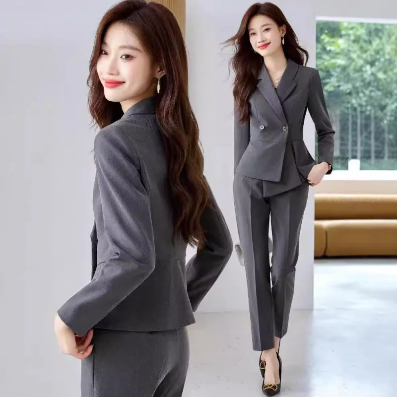 Blue Suit Business Suit Women's Autumn New Slim Temperament Hotel Reception Workwear Commuting Work Clothes