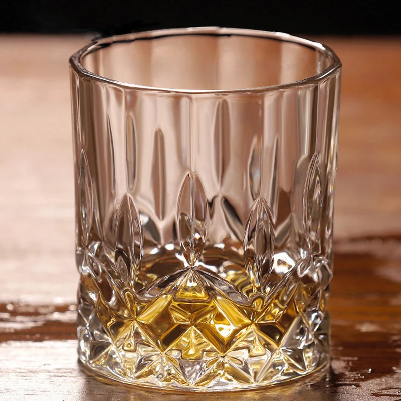 6pcs/4pcs/2pcs/1pcs Whiskey Cup Crystal Glass 230ml Wine Cup Transparent Drinkware for Bar/Home Spirit Cups Embossed Water Cup