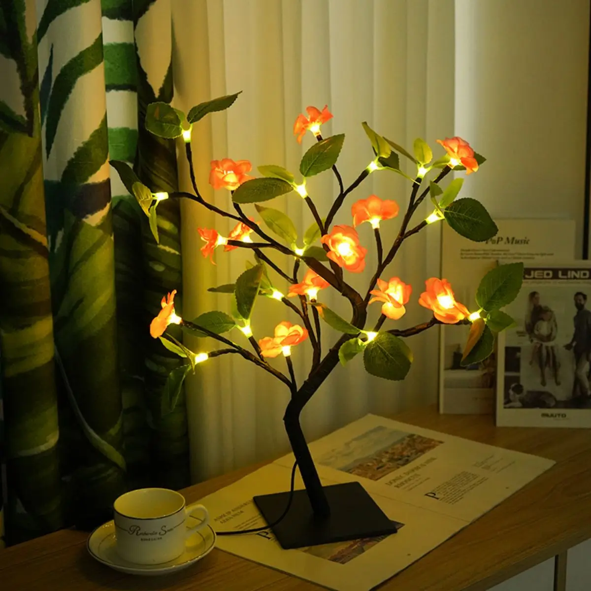 LED Peach Blossom Plum Blossom Tree Lamp Interior Decorative Light Gift Creative Luminescent Styling Light