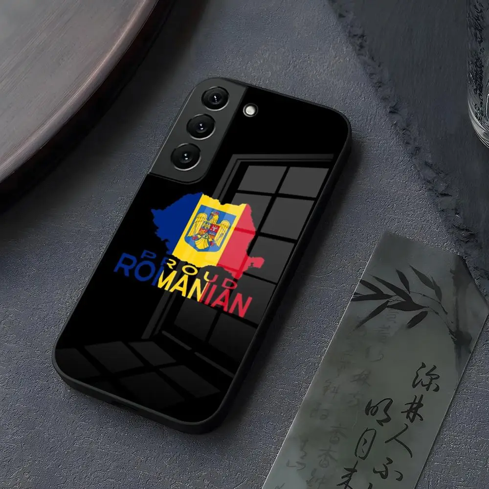 루마니아 여권 플래그 맵 휴대폰 케이스, 삼성 갤럭시 S23 S25 S24 S21 S22 S20 울트라 Fe 플러스 A34 A16 A54 A24 A52 A53 코브용 유리