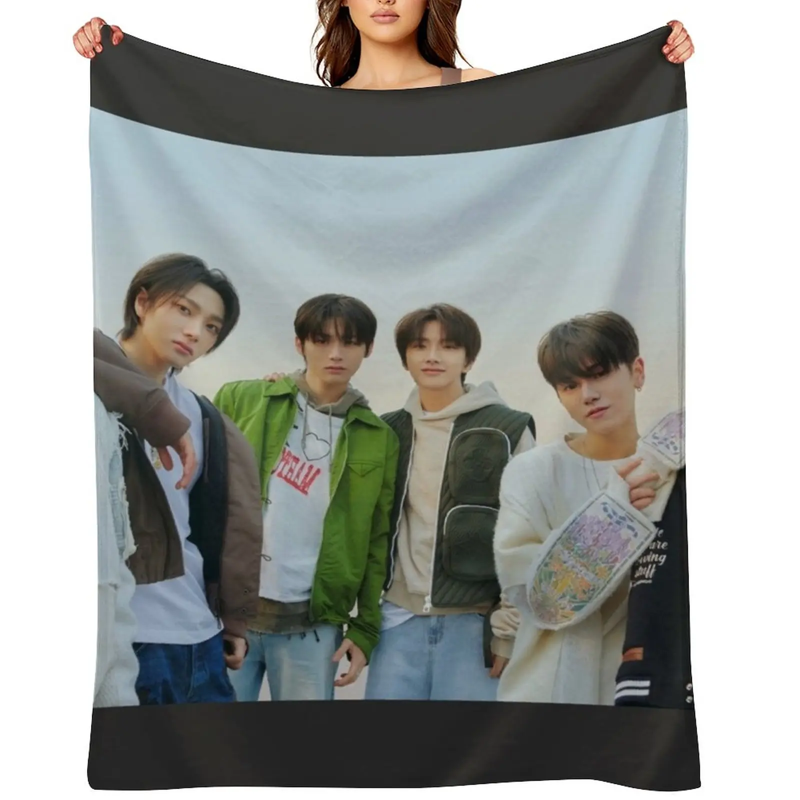 

BOYNEXTDOOR black and white hot sexy concept kpop boy group members poster JAEHYUN, SUNGHO, RIWOO, TAESAN, LEEHAN, Throw Blanket