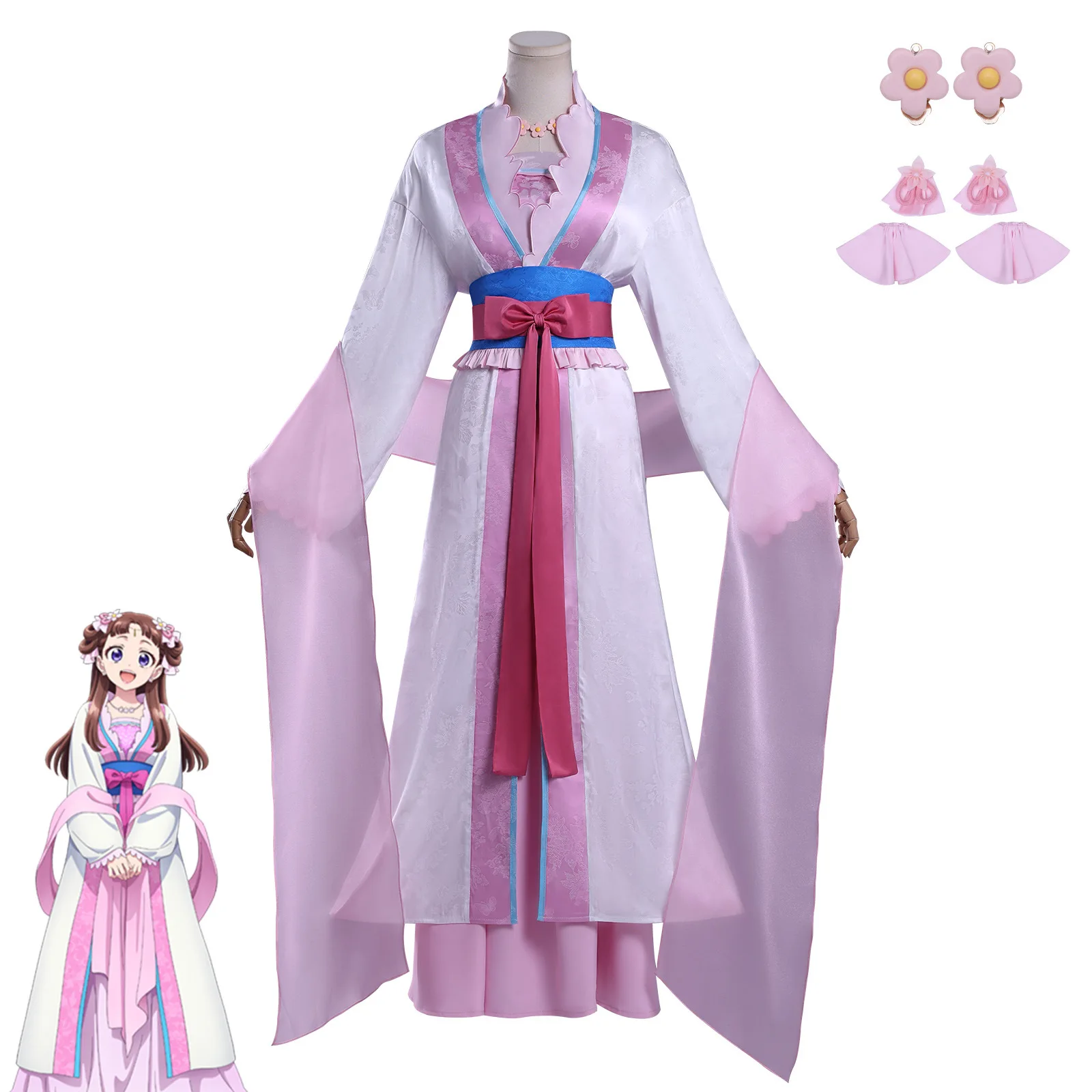 

Anime The Apothecary Diaries Lishu Cosplay Costume Dress Hanfu Earrings Headwear Kusuriya No Hitorigoto Halloween Party Uniform