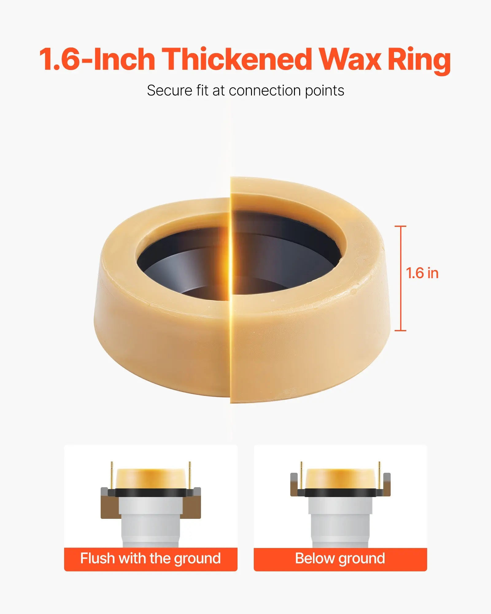 

Extra Thick Toilet Wax Ring Kit With Brass Bolts Fits 3-Inch 4-Inch Drain Pipes