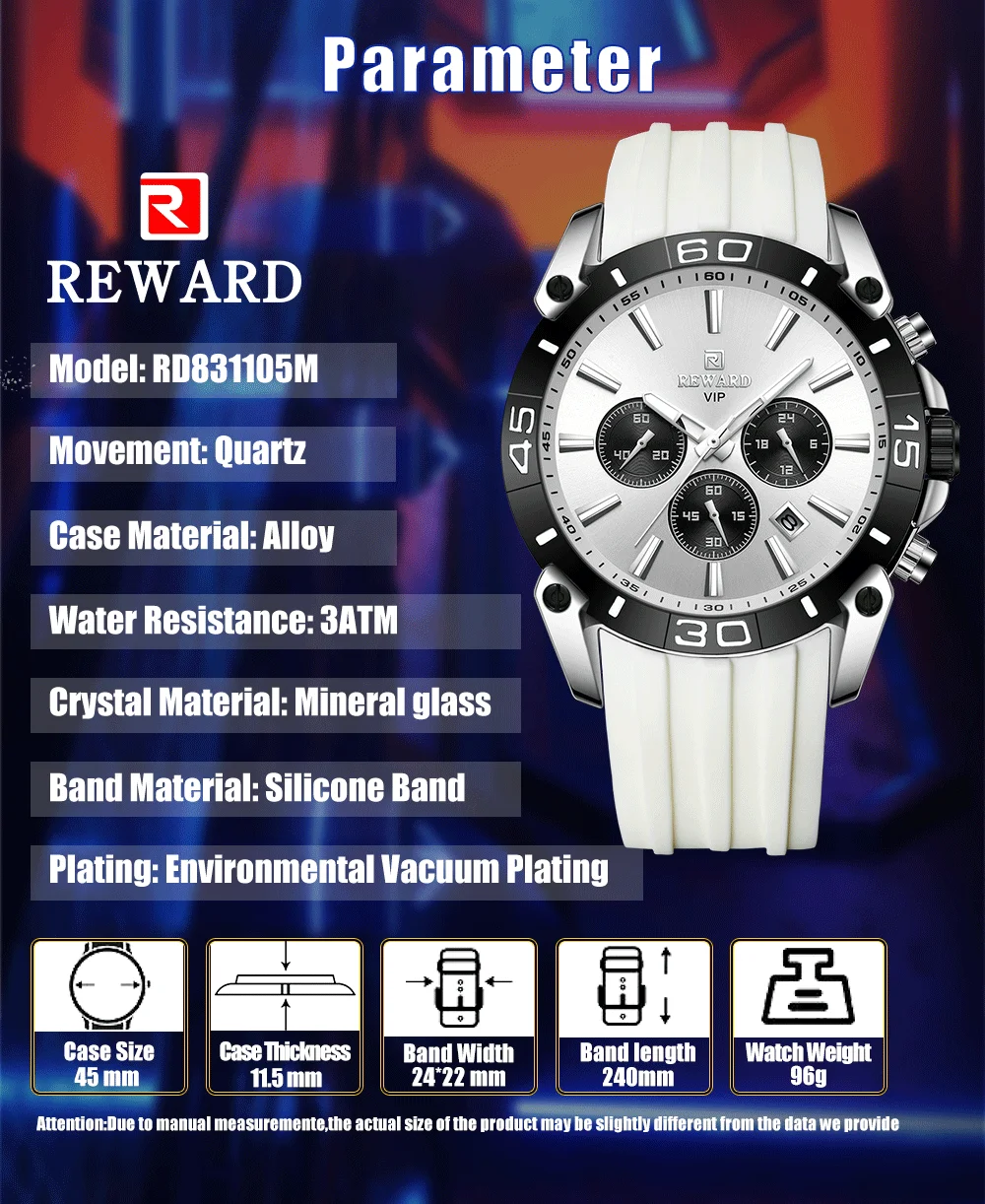 New REWARD Mens Watches Fashion Wristwatch for Men Waterproof Watch with Luminous Chronograph Date