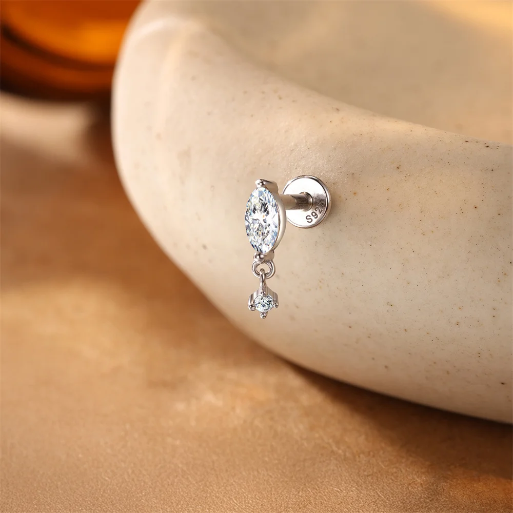AIDE 925 Sterling Silber 1 STÜCK Mini Moissanit Vier-Klauen Schraube Ohrstecker Casual Design DIY INS Ohrstecker für Dame Schmuck – Detail 36