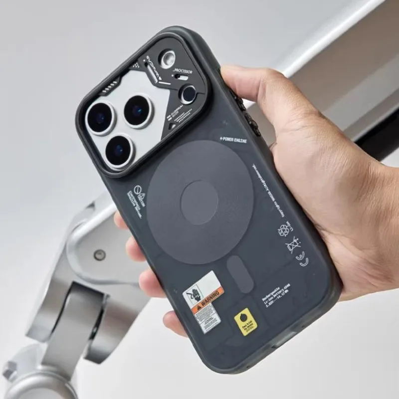 

Матовый чехол WAKCAS для iPhone 17/17 Pro/17 Pro Max в механическом стиле с магнитной фиксацией, противоударный защитный чехол-накладка