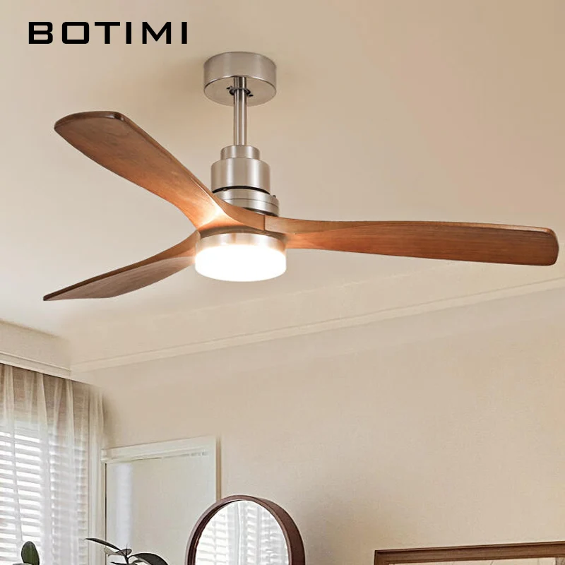 BOTIMI 42 52 Inch Ceiling Fan With Lights For Living Room Remote Control Ventilateur de plafon Bedroom Cooling Dining Fan Lamp