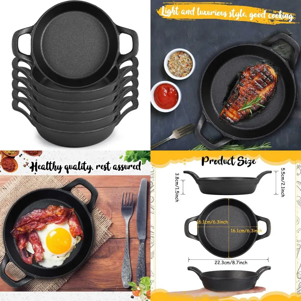 

Мини-чугунные навыки — небольшой квадратный набор для раманы диаметром 6,3 дюйма, черная кастрюля, безопасная посуда для духовки, идеально подходит для выпечки и сервировки