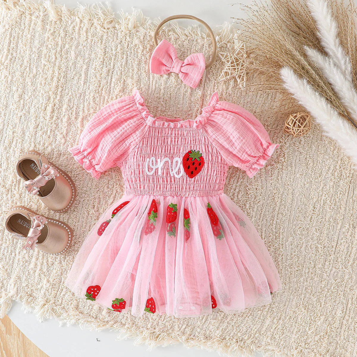 

2024 Baby Girls Spring/Summer Fashion Streetwear Square Collar Jumpsuit For 3M-18M Casual Daily Bodysuit +Headhand