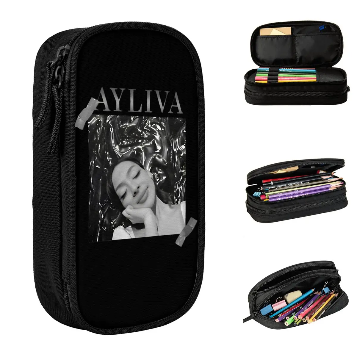 Ayliva Retro 90s Pencil Case Lovely Pen Holder Pencil Bags Student Big Capacity Students School Gifts Pencil Pouch