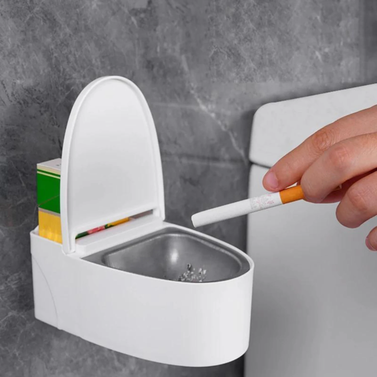 Wall-Mounted Oval Toilet Ashtray with Lid: Fly Ash Prevention, Plastic Luxury Design Edc titanium Pocket knifes Knife survival