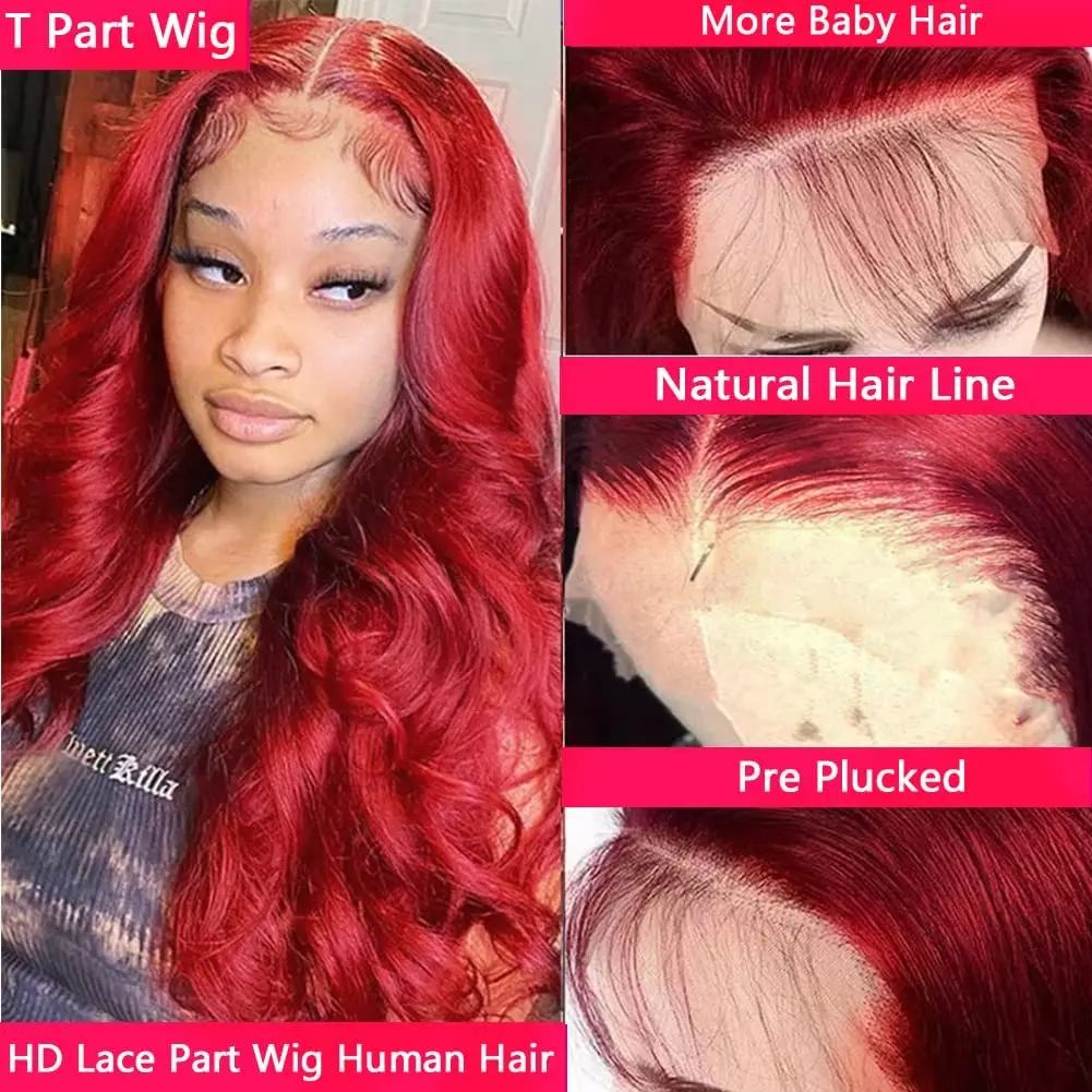 Bordeauxrood Body Wave Lace Front Pruiken 13X4 Recht Menselijk Haar Pruik 99j Rood Gekleurd Diep Krullend Kant Frontale Pruik Remy Guless Haar