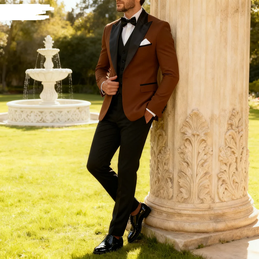 

Men's Green And Black Formal Terno Set of 3 Pieces Blazer Wedding Groomsmen Suit Ideal for Wedding Ceremony And Dance