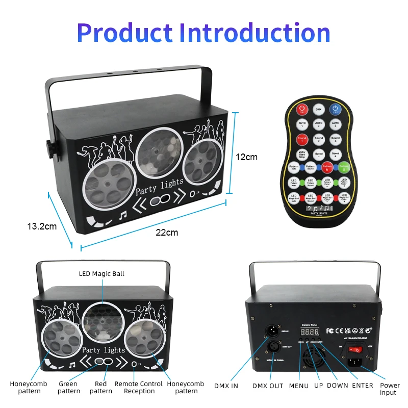 أنماط ضوء المرحلة ديسكو RGB LED DMX الصوت المنشط الليزر دي جي ضوء لحفل زفاف عطلة ديكور داخلي نادي الخفيفة