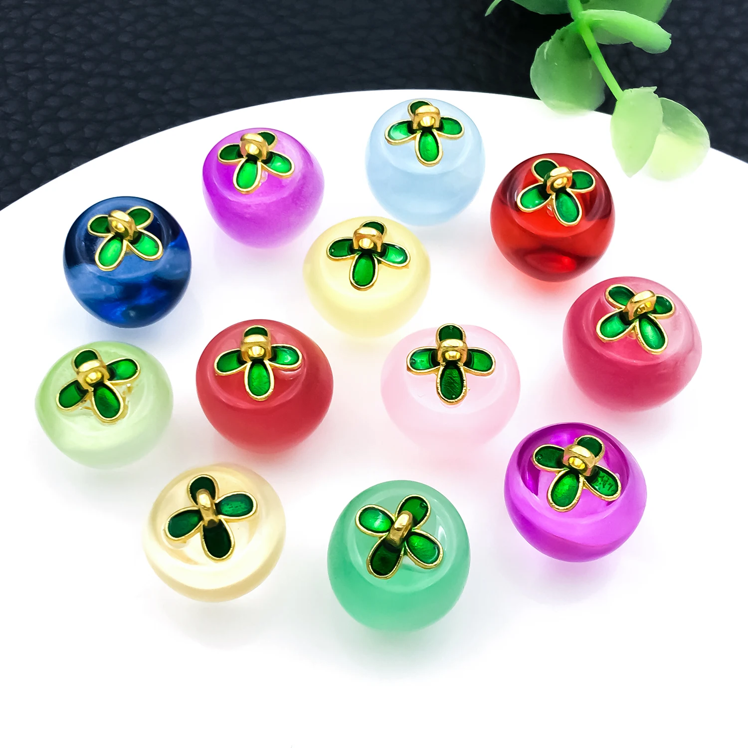 12/20pcs 14x15mm colored glaze stereoscopic four-leaf clover apple charms pendant DIY earrings necklace bracelet accessories