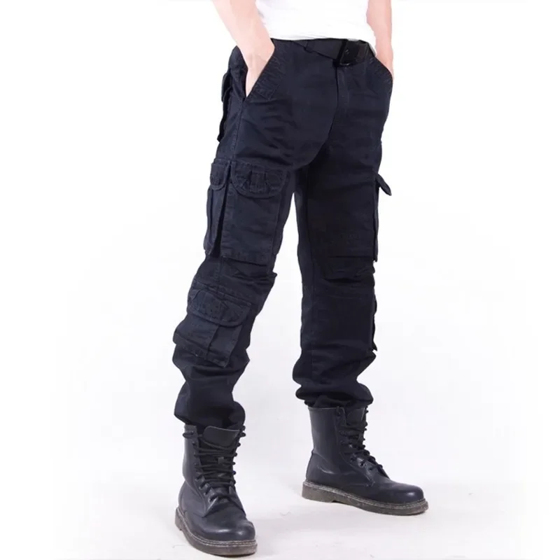 Mens Outdoor Sports Straight Multi-pockets Cargo Overalls Male Climbing Camping Training Hiking Loose Tactical Military Pants