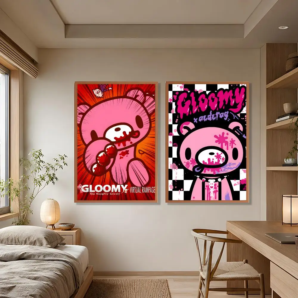 Character Cute Gloomy Bear Poster Wall Art Poster HD Waterproof PP Print Bedroom Living Room Office Decor Gift