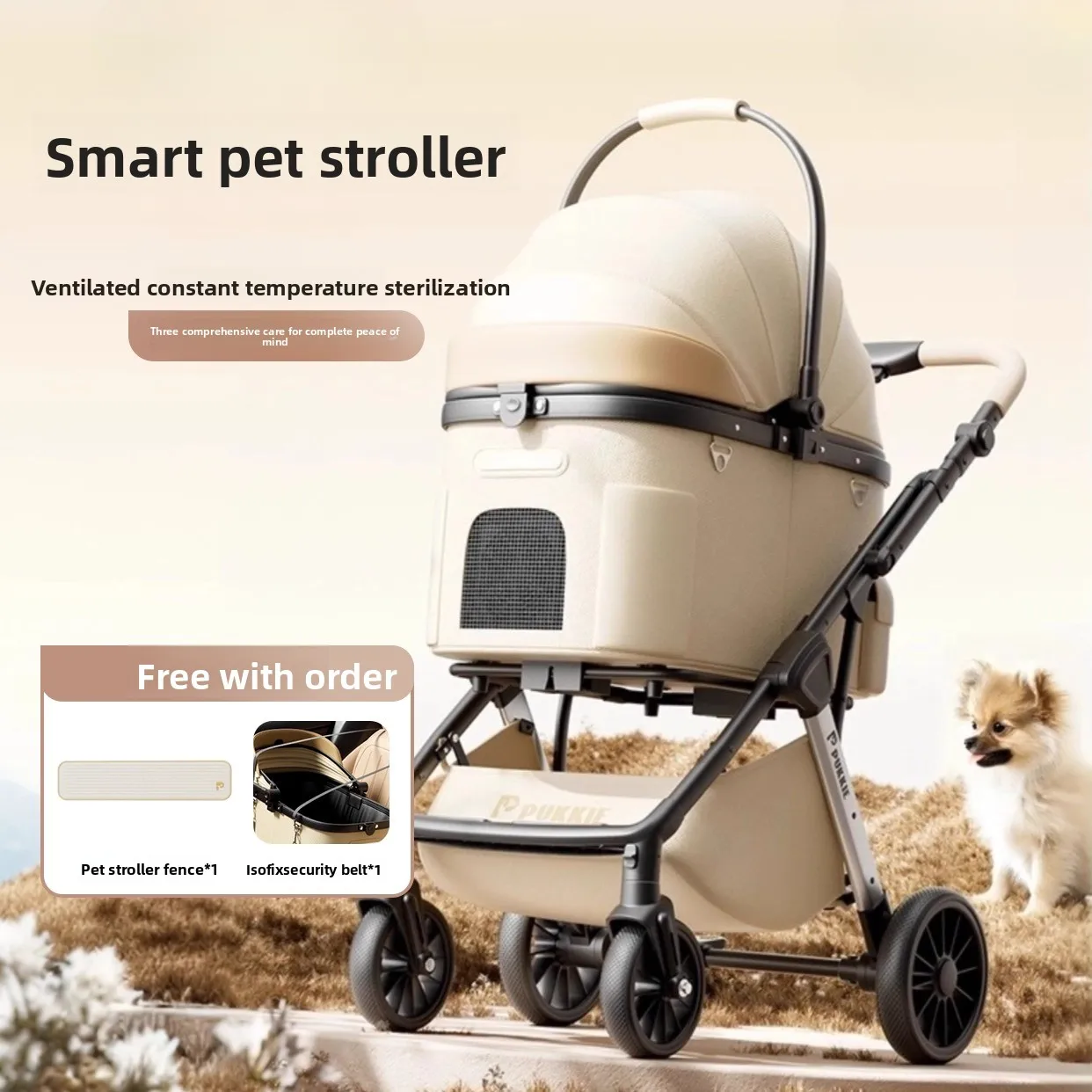 

Smart Pet Stroller with Ventilation Heating Sterilization Foldable Lightweight Outdoor
