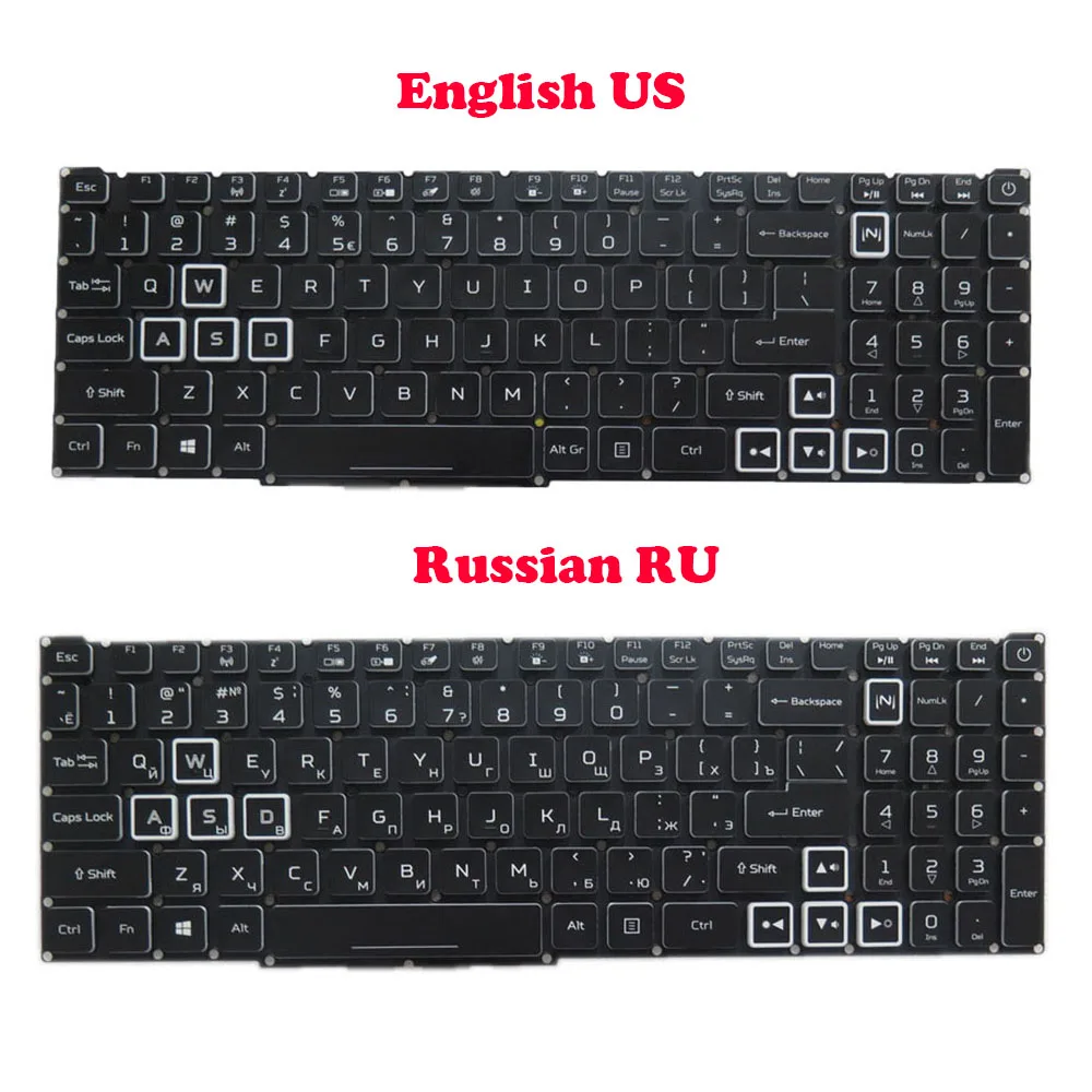 

Клавиатура с подсветкой для ноутбука ACER Nitro 5 AN515-54 AN515-57 AN517-52 AN517-55 ACM18K363U4 SV05P_A72BWL, английский, американский, русский, новый
