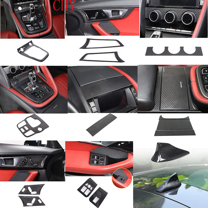 

Для Jaguar F-TYPE 2013+ из настоящего углеродного волокна, центральный держатель для стакана с водой, крышка переключателя кондиционера, рамка, автомобильный комплект