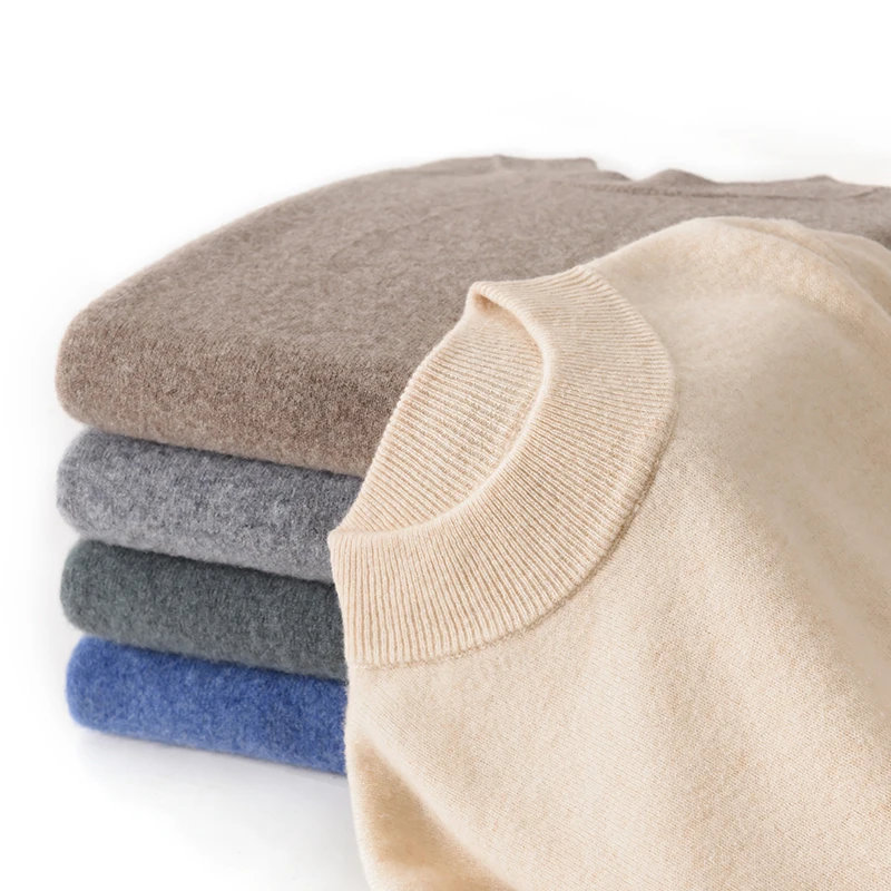 

Men's Clothing 100% Merino Wool Mock Neck Pullover Casual Basic Warm Long-Sleeved Sweater Autumn and Winter Knit Top