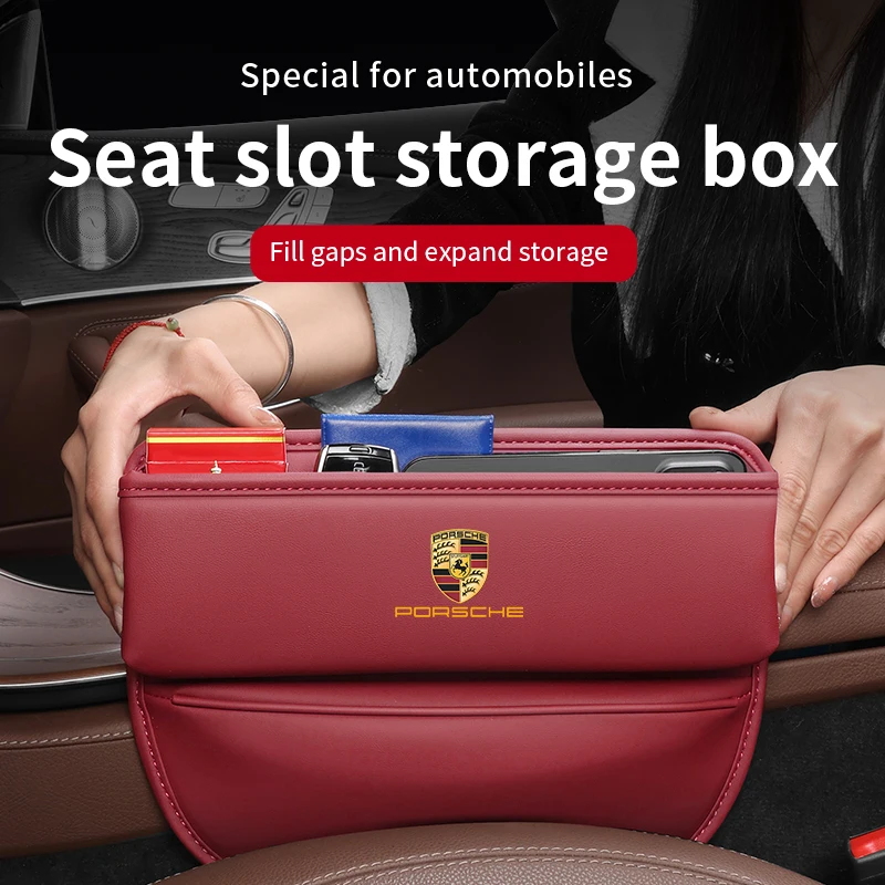 

Porsche Panamera Cayenne Taycan Spyder Carrera Macan Boxster Cayman Palamela Car Storage And Finishing Leather Gap Storage Box