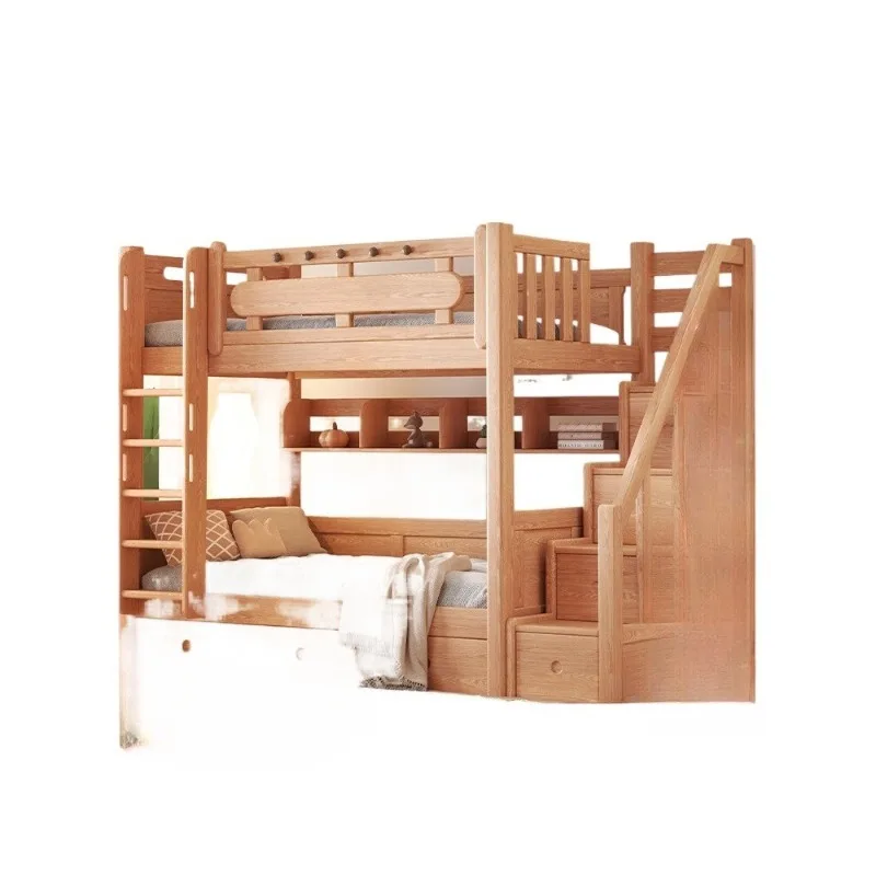 

Upper and lower bunk beds are all solid wood