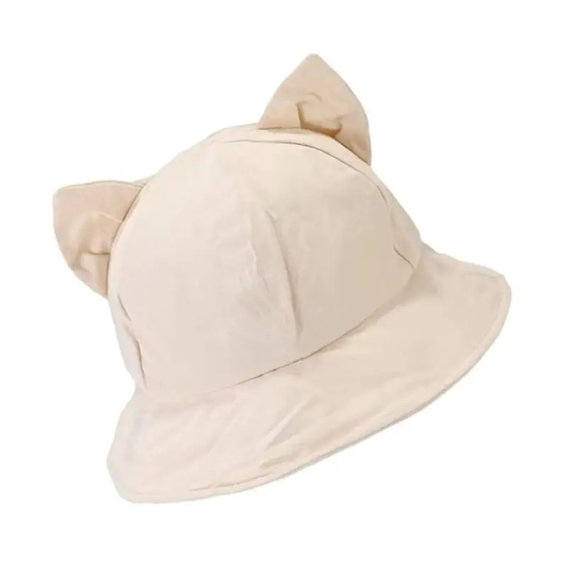 

39BB Fisherman Hat Mountain Camping Hat with Kitten Ear Unisex Bucket Hat
