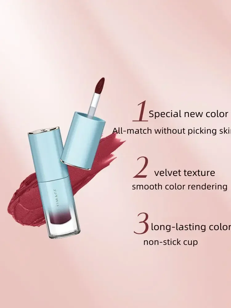 TIMAGE-pintalabios líquido con flores de Begonia, brillo de labios mate de terciopelo, maquillaje femenino, resistente al agua, cosmético de belleza rara de larga duración