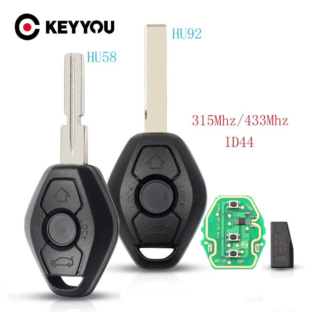 KEYYOU EWS Sytem for BMW E38 E39 E46 X3 X5 Z3 Z4 1/3/5/7 Series 315/433MHz ID44 Chip Keyless Entry Transmitter Car Remote Key