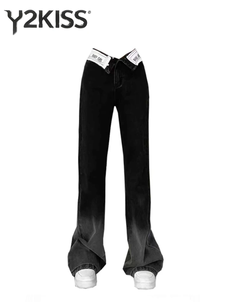 

Women's Dark Academia Baggy Jeans American Retro Denim Pants Y2k Bell Bottom High Waist Designer Jeans Harajuku Japanese 2000s