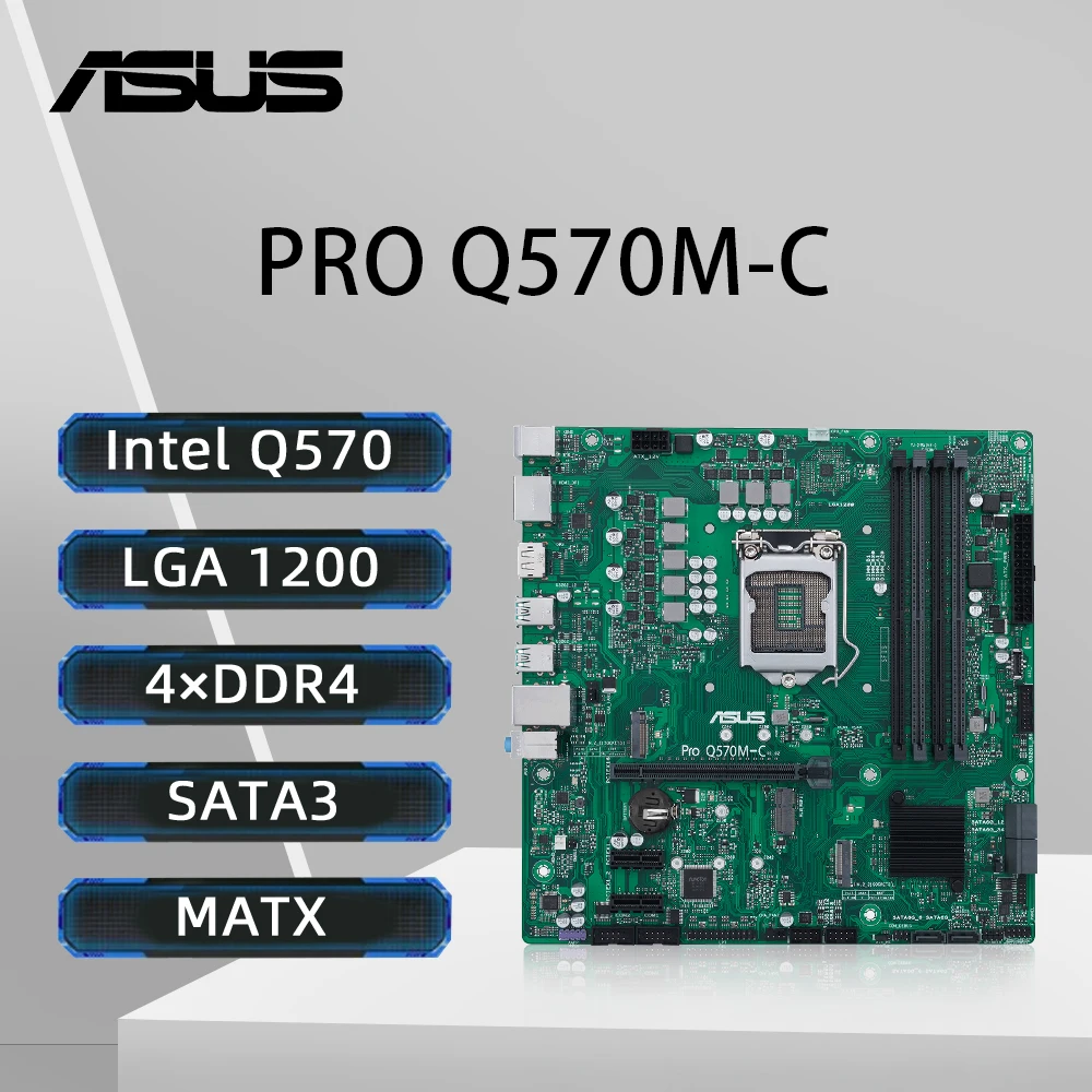 ASUS PRO Q570M-C 마더보드 LGA 1200은 10700F 11700F 11600K 10400F 11400F 11900K CPU 4xDDR4 HDMI 2xM.2 PCIe 4.0 mATX를 지원합니다.