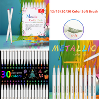 12/15/20/30 Colors Marker Pens Soft Brush Metallic Markers Pens Card Making Crafts Rock Painting Glass Scrapbooking Art Supplies
