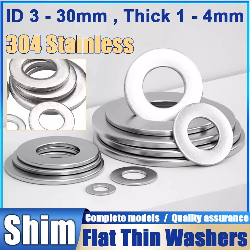 

High Quality M3 M4 M5 M6 M8 M9 M10 M12 - M30 A2 Stainless Steel Ultrathin Adjust Gasket Shim Thin Flat Washer Thick Meson Washer