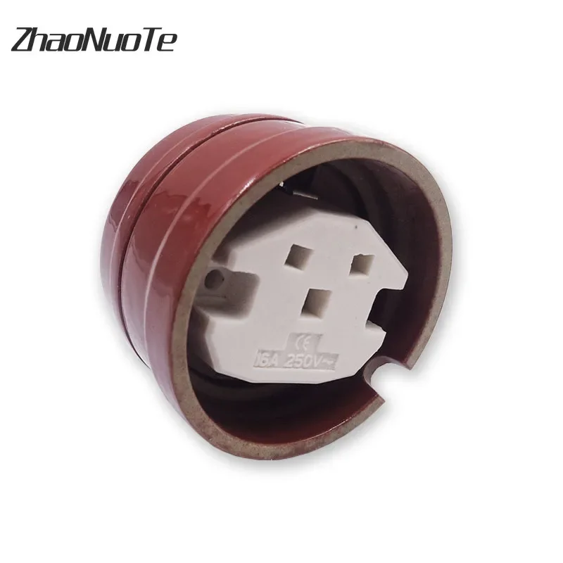 High Quality European Retro Ceramic Electrical Socket Wall Lamp Outlet EU Socket 16A 110V-250V