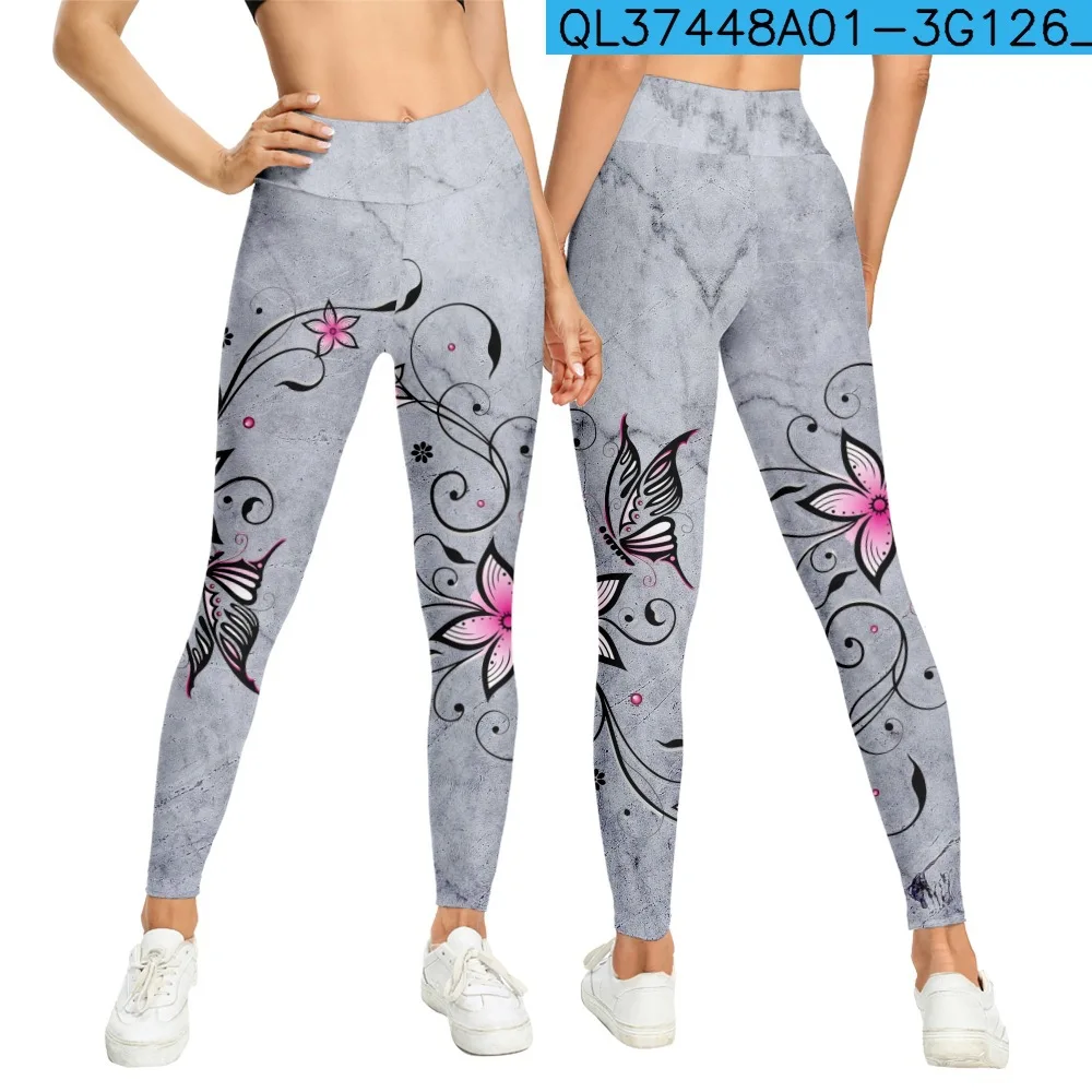 Butterfly Animal Plus Size Lace Up Print High Waist Leggings 2023 Casual Fashion Women 3D Butterfly Printed Leggings Fitness