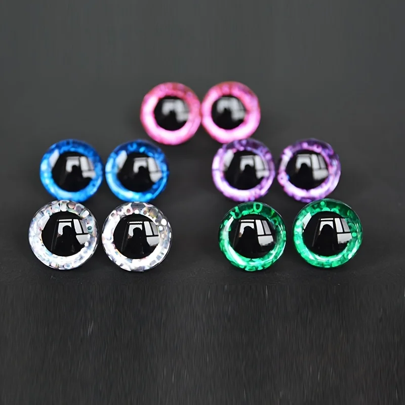 10pcs 12-40mm 3D flash safety eyes are suitable for Amigurumi craft crochet doll eyes, DIY teddy bear plush animal eyes