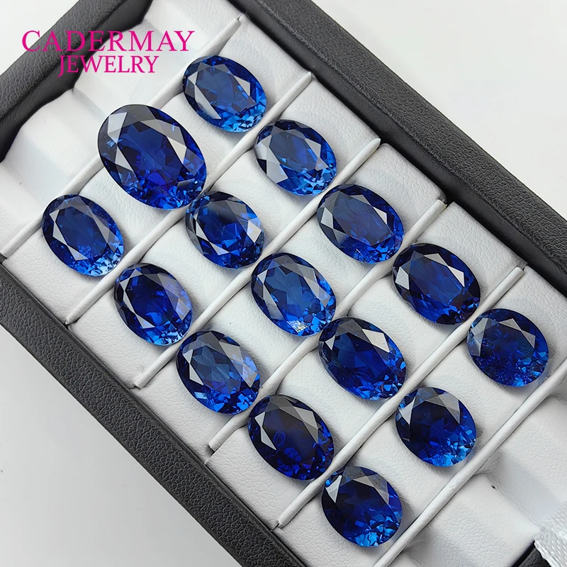 Cadermay Lab Grown Sapphire With Inclusions 3x4mm-15x20mm Oval Shape Royal Blue Synthetic Sapphire Loose Gemstone For Jewelry - Image 4