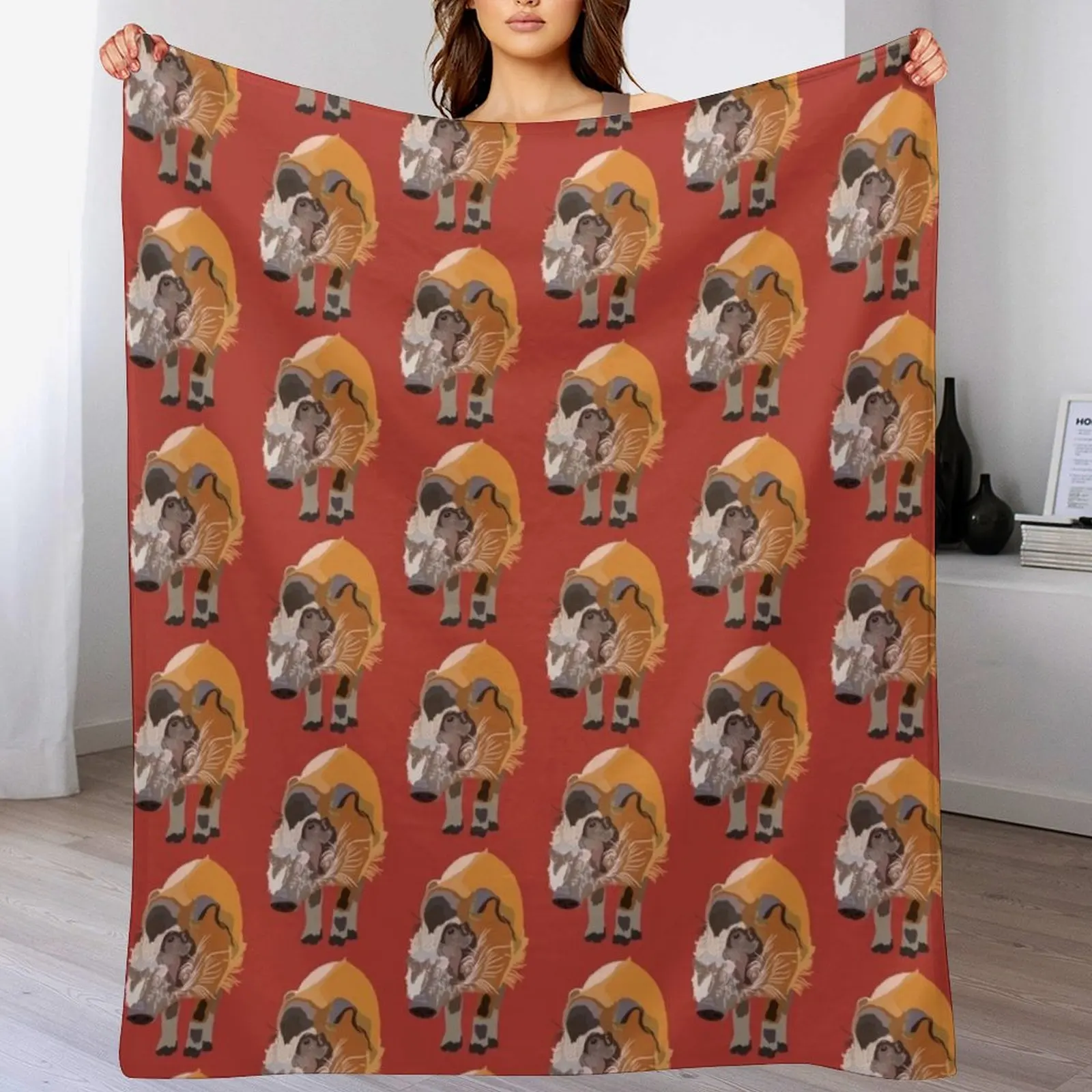 

R is for Red River Hog Throw Blanket No Pilling Soft Warm Blanket for Bed